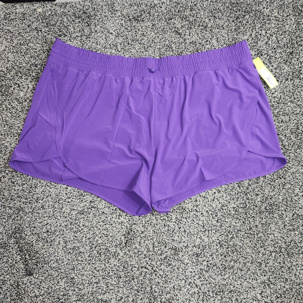 All In Motion Women Shorts 4X Purple Activewear Pockets Lined Hi Rise Adjustable